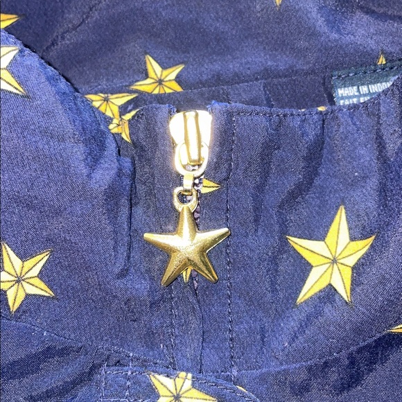 Vintage 90’s Liz Sport Star Pattern Navy Blue Cropped Jacket Size Small - Picture 5 of 14